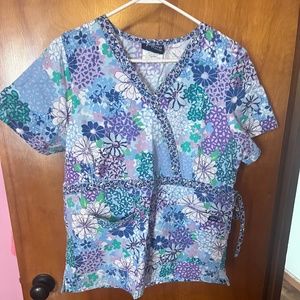 Small floral Scrub top with side ties